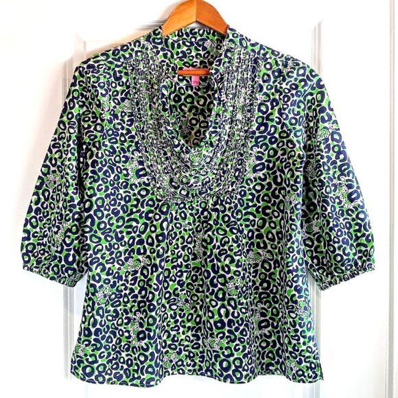 Lilly Pulitzer Vivi Peasant Top Thrill of the Chaise Cameo White - Picture 1 of 7